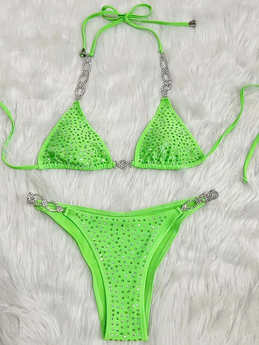 Shiny Sequins Rhinestone Bikini Women Two-pieces Bikini set