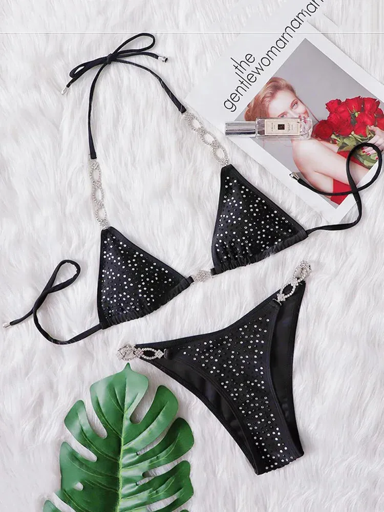 Shiny Sequins Rhinestone Bikini Women Two-pieces Bikini set