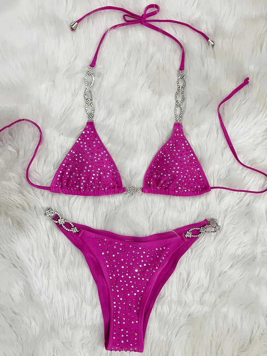 Shiny Sequins Rhinestone Bikini Women Two-pieces Bikini set