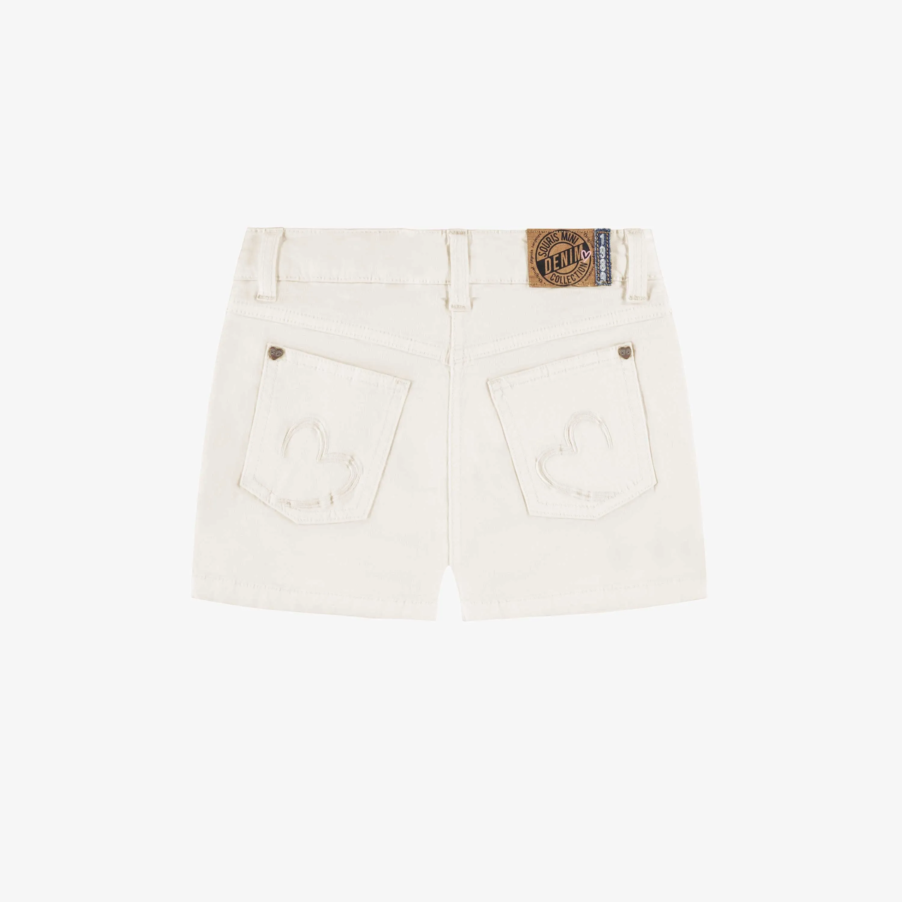 Short crème en denim lyocell, enfant || Cream lyocell denim shorts, child