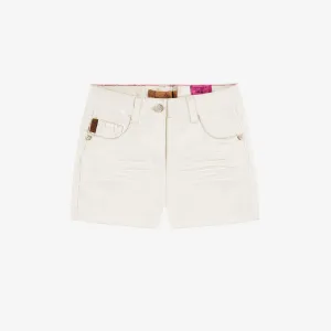 Short crème en denim lyocell, enfant || Cream lyocell denim shorts, child