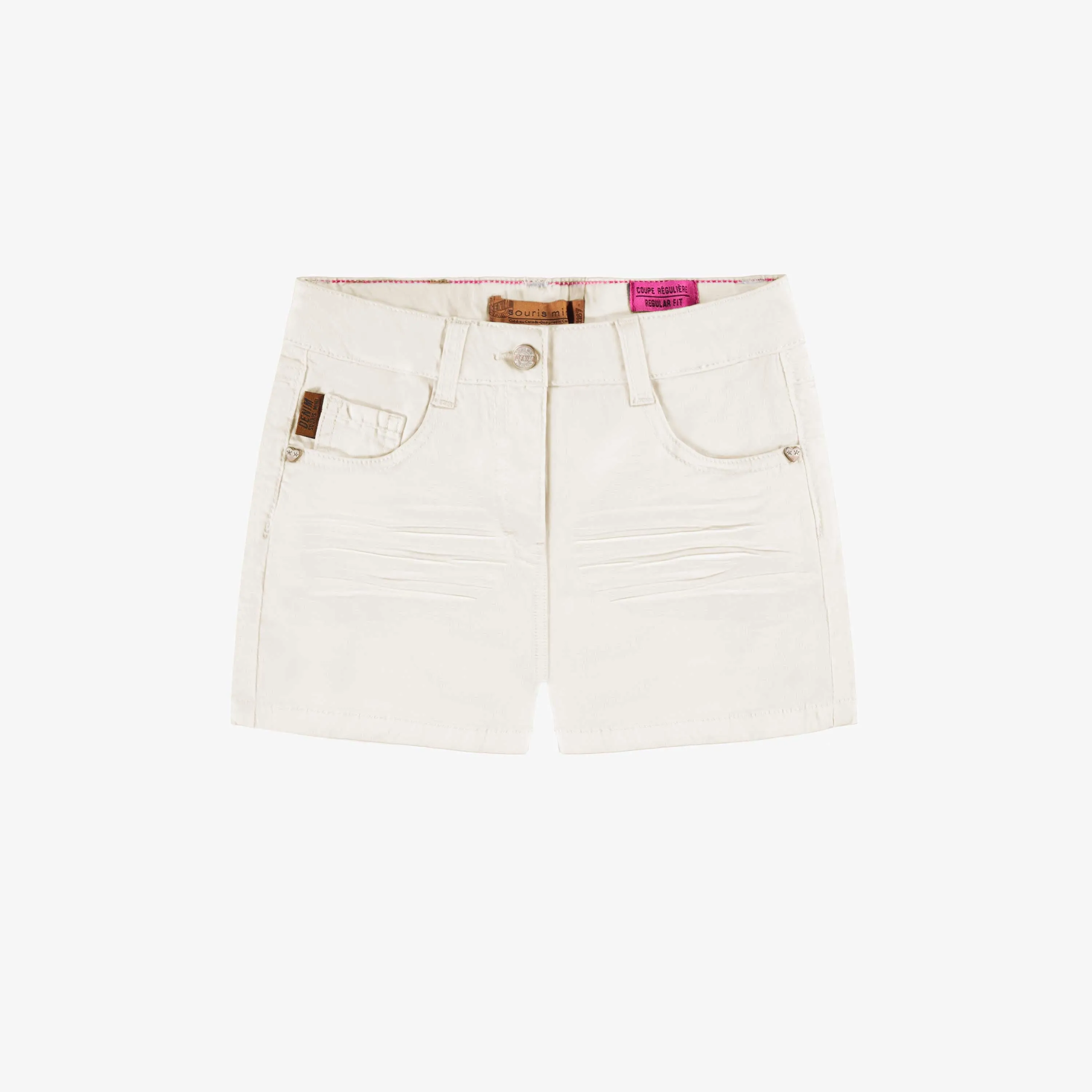 Short crème en denim lyocell, enfant || Cream lyocell denim shorts, child