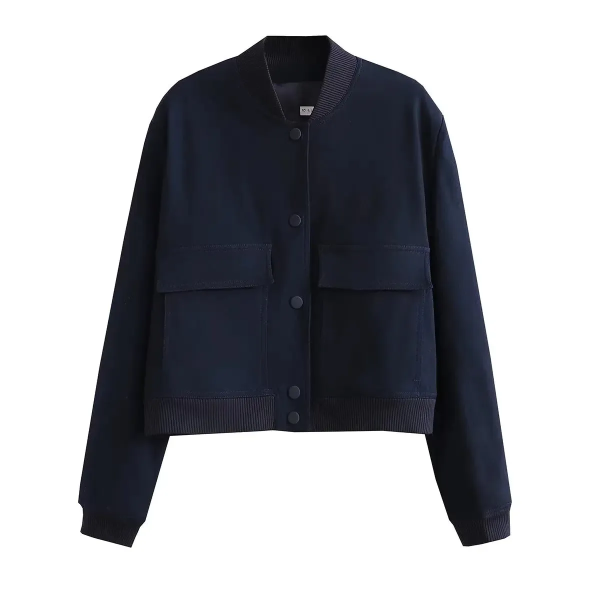 SLTNX TRAF Woman Bomber Jackets for Women 2023 Chic Coats Female Casual Single-breasted with Pockets Jacket New Outerwear Tops
