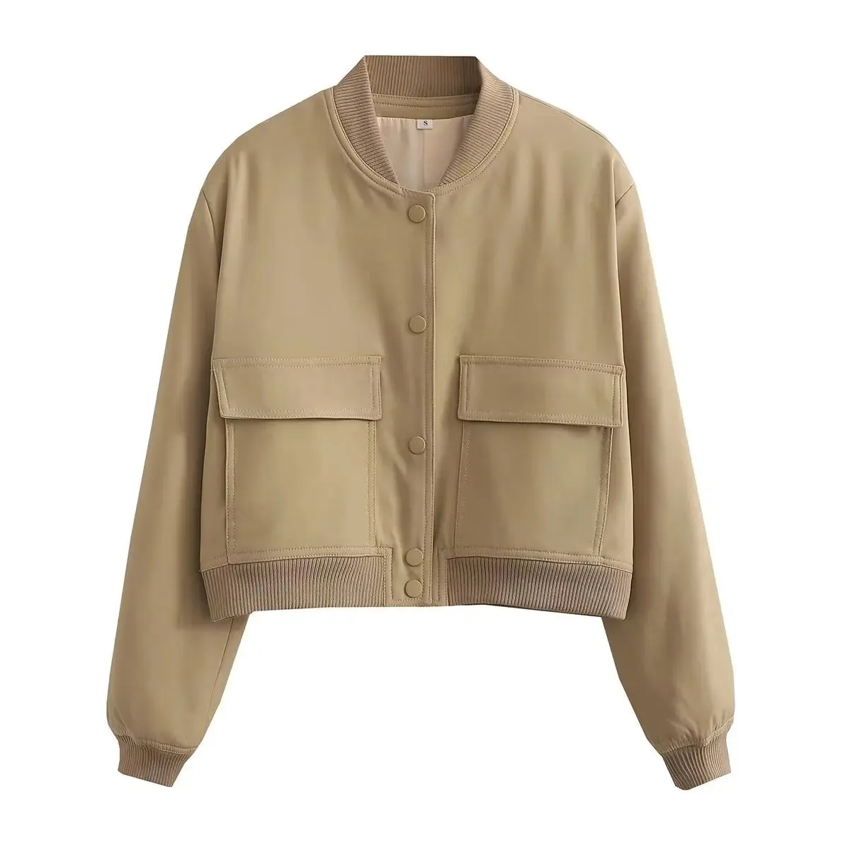 SLTNX TRAF Woman Bomber Jackets for Women 2023 Chic Coats Female Casual Single-breasted with Pockets Jacket New Outerwear Tops