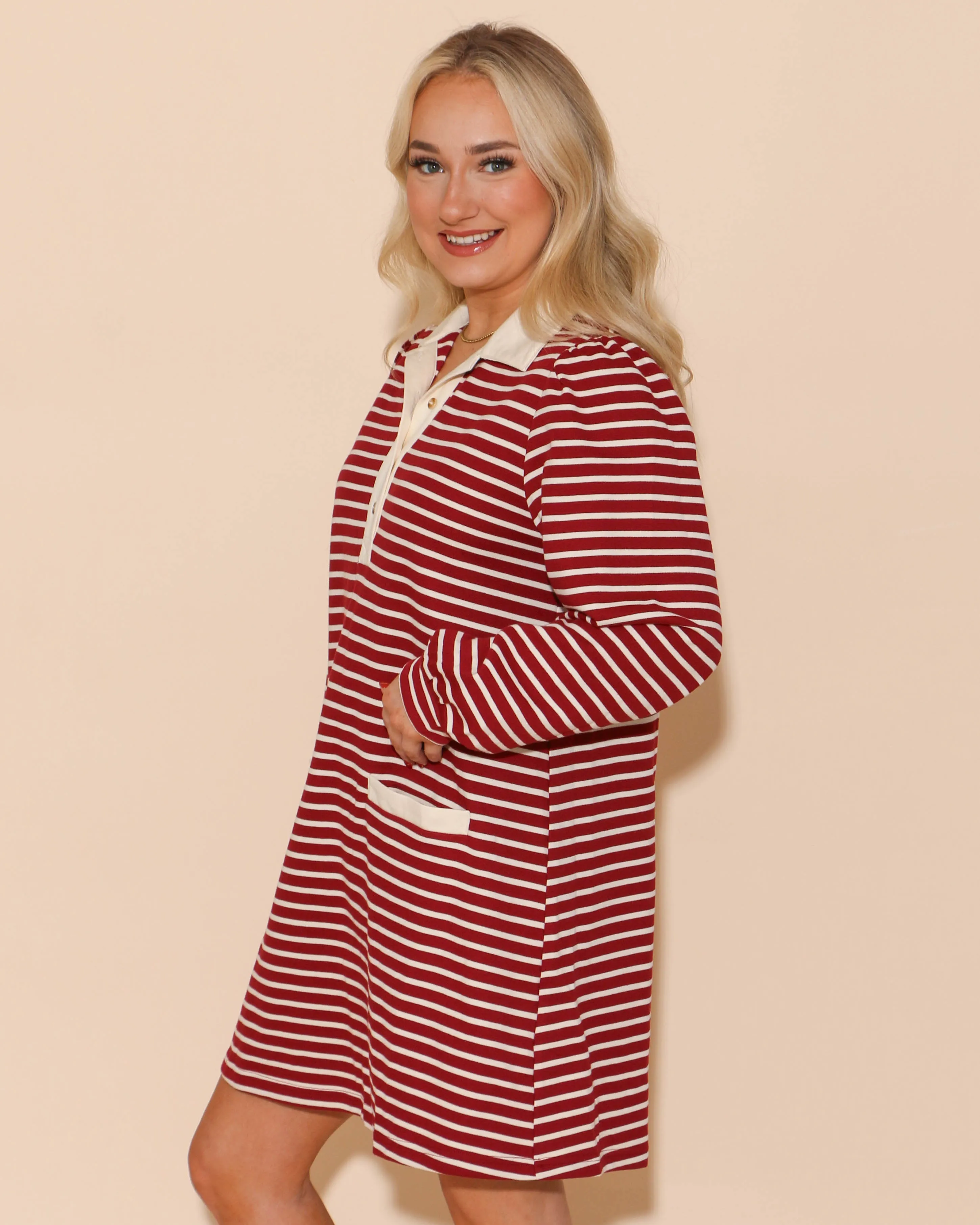 Striped Burgundy Dress