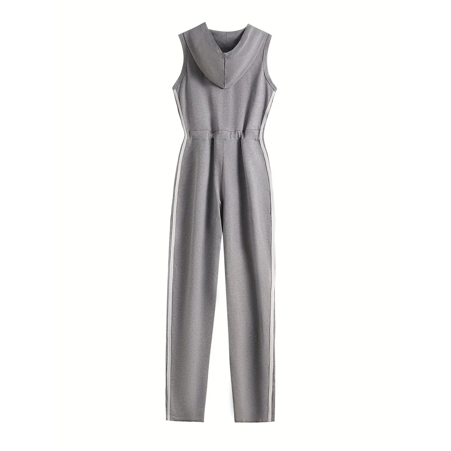 Women Deep V-neck Skinny Striped Jumpsuits Zipper Rompers